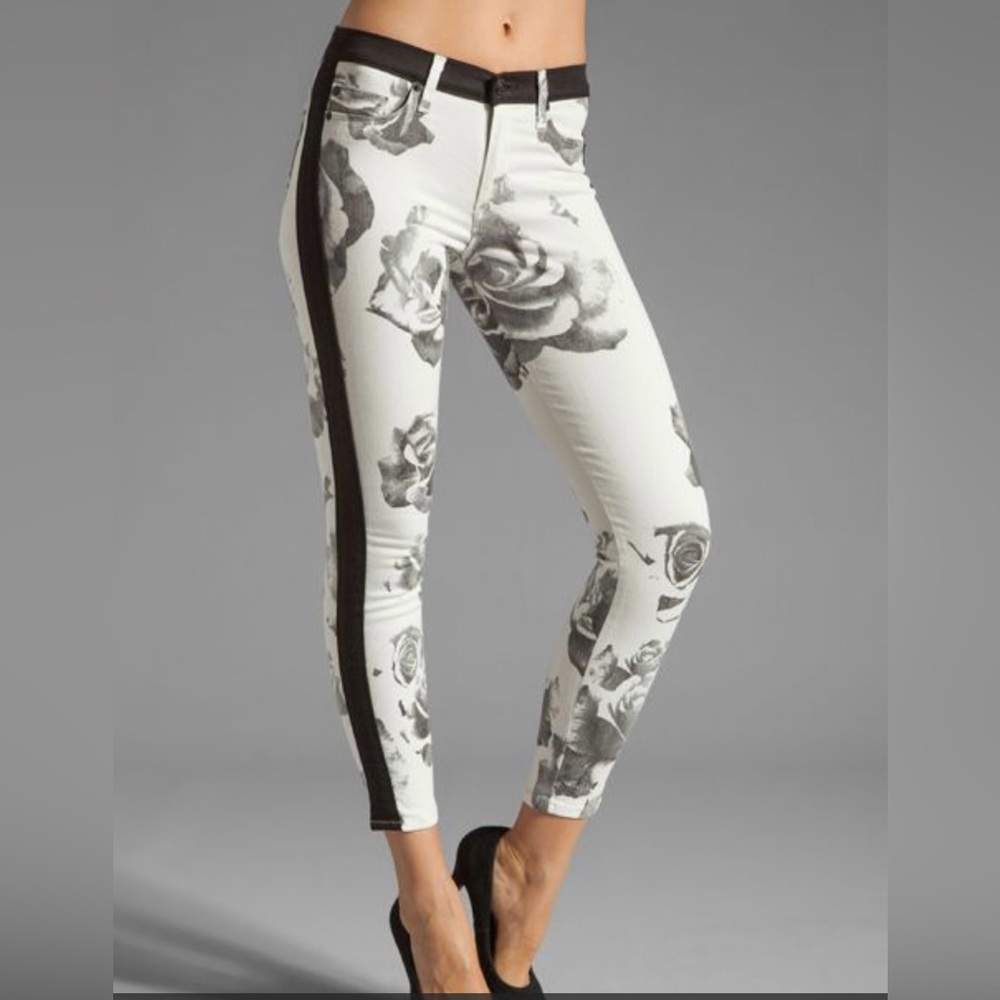 Hudson Leeloo Floral Print Super Skinny Crop Jeans